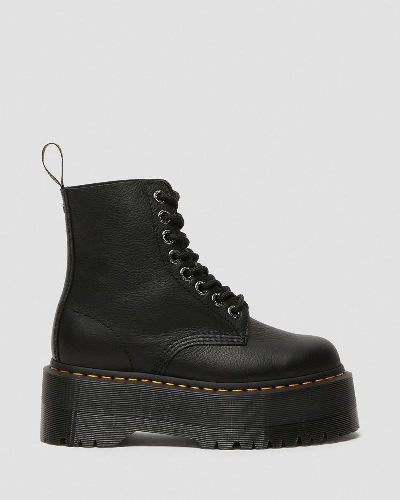 Botas Plataforma Dr Martens 1460 Pascal Max Cuero Mujer Negros | MX 548AHK